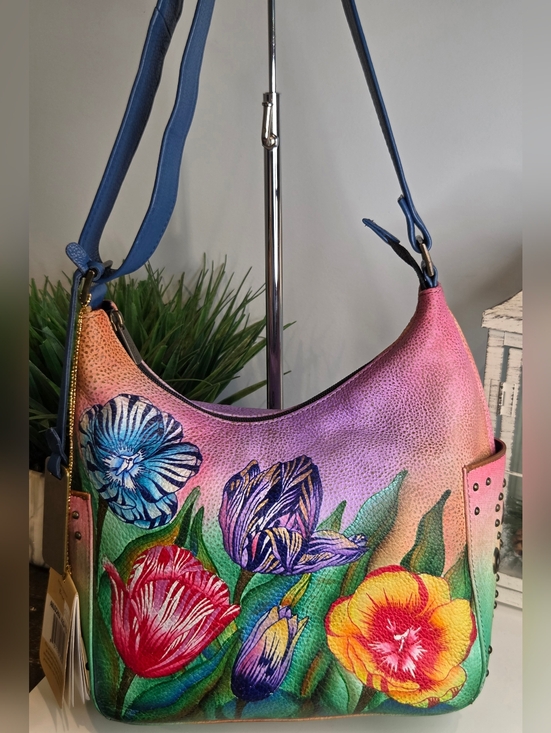 Anuschka Handbags - Anuschka Floral Hand Painted Leather Shoulder Bag